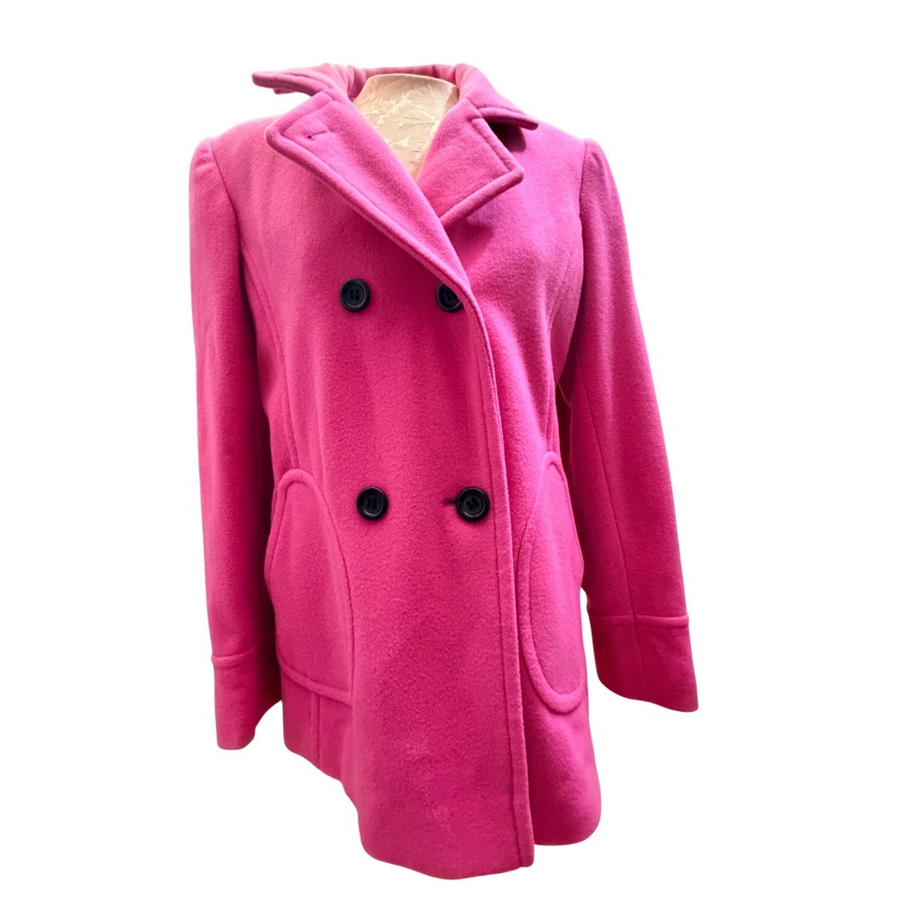 Collection by Gallery Hot Pink Double Breasted Pea Coat Jacket Medium